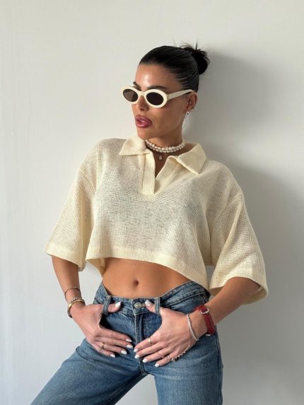 חולצת קרופ וואפל